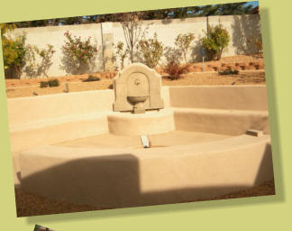 Foundtain and gathering area for family and friends